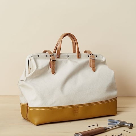 West Elm Heritage Leather, Canvas/Leather Mason Bag