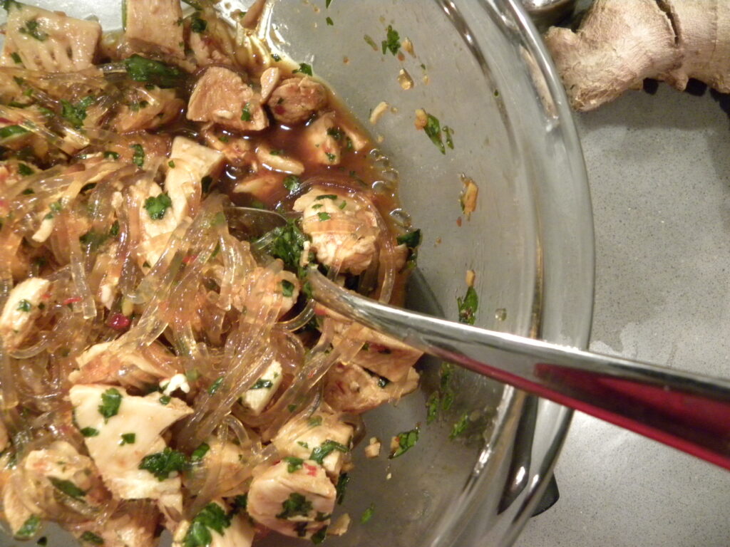 noodles, chicken, soy sauce mixture noodles, chicken, soy sauce mixture