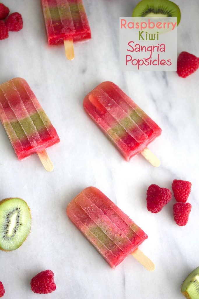 Raspberry and Kiwi Sangria Popsicles -- A summertime treat for adults only | wearenotmartha.com